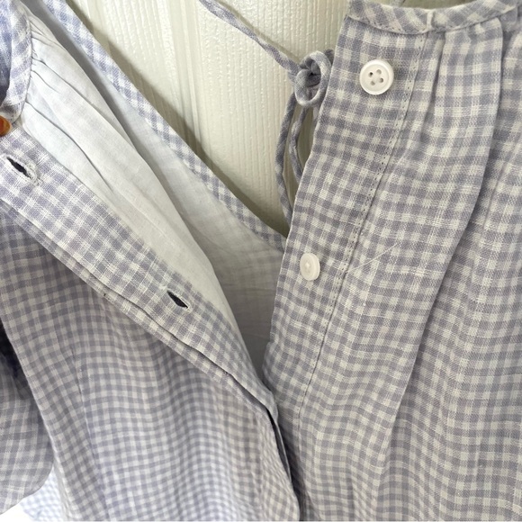 NEW WITH TAGS J. Crew Gray White Check Linen V Back Havana Mariska Dress Size 14 - Picture 7 of 8